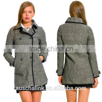 High Quality New Model Charcoal Gray Wool Blend Women's Coat photo-6