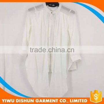 Women Pleated White and Black Chiffon Blouse Collar Design photo-2