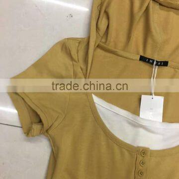 Factory Closeout Women Fashion Yellow Cute T-shirt With Hoodies photo-2