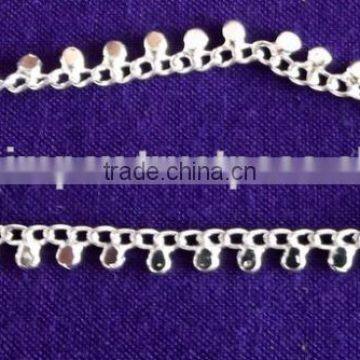 SILVER TONE PAISLEY Chain Payal ANKLETS Feet Bracelet PAIR photo-2
