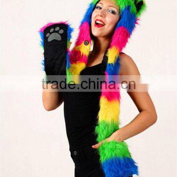 Top grade classical OEM services fuzzy animal hood hats