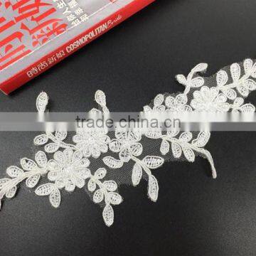 wedding flower embroidery lace fabric 3d flower wedding dress lace applique