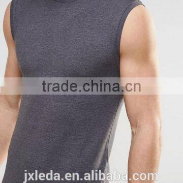 Custom Charcoal Turtleneck Sleeveless Muscle T-shirts, Sports Tank Tops Men OEM photo-3