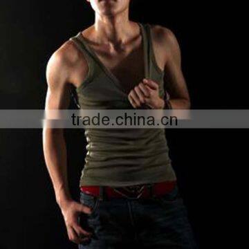 Customized Tank Top 100% Cotton Blank Men Singlet photo-3