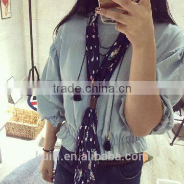 Fashion Ladies Scarves Colorful Printing Emulation Silk Tie Scarf for Women Bufandas Mujer 2016 photo-5