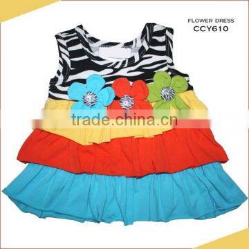 Fashion infant boutique colorful lovely flower dresses for small baby