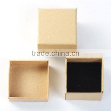 Kraft Brown Paper & Sponge Jewelry Ring Earrings Gift Boxes Square Natural photo-3