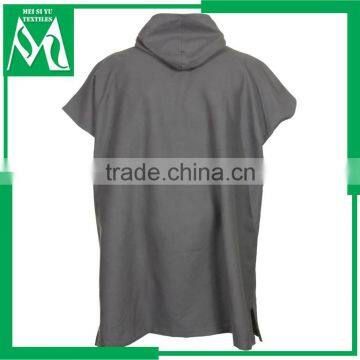 Gray Poncho Hooded With Pocket Short Sleeve