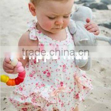 Fashion style rose bud romper ruffle bulk wholesale kids clothing baby girls summer romper