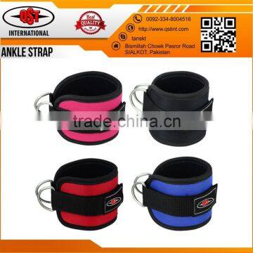 WEIGHT LIFTING ANKLE D-RING 4" WIDE GYM LEG STRAP PULLEY CABLE ATTACHMENT