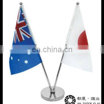 Table Flag With 2 Flag Stand , Stainless Steel Table Flag