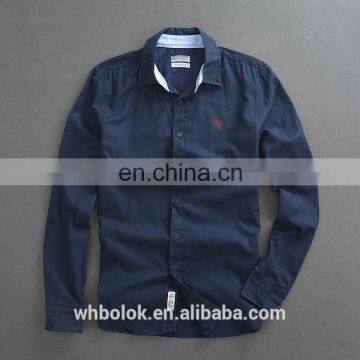 Men's Custom Slim Fit Shirt Yarn Dyed 100% Cotton Dark Blue Men Shirt