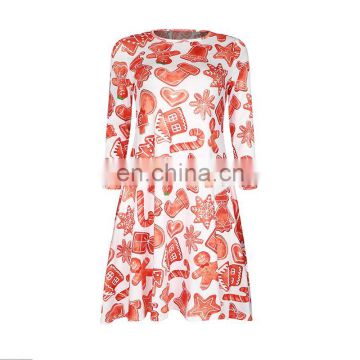 One Size Free Size Skirt Seven Quarter Sleeve Dress for Autumn Spring Christmas