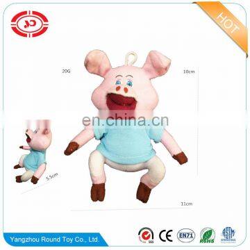 Pig smile mouth soft stuffed plush nylon animal keychain gift toy custom keyring