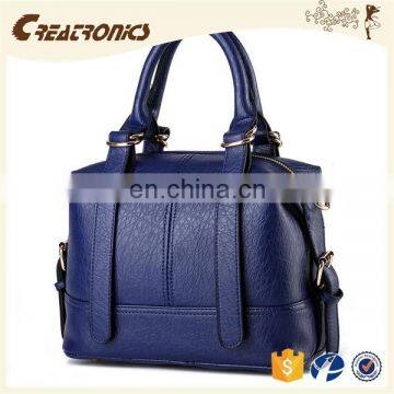 CR Low MOQ requirements pu material large-capacity portable long handle dark-blue colors noble elegant ladies leather bag models