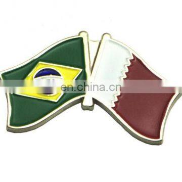 custom brazil and qatar friendship flag pin badge