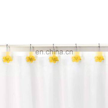 Yellow Flower Shower Curtain hooks for bathroom