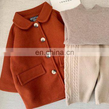 2344 Baby Girls Boutique Clothing Winter Turndown Collar Woolen Coat photo-6