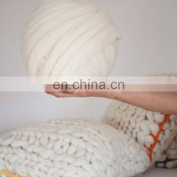 giant chunky hand-knit thick merino wool roving yarn for hand knitting