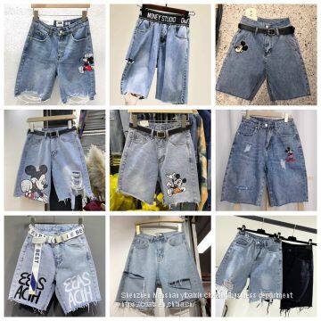 2020 summer new women's jeans Capris Korean high waist loose wide leg versatile pants