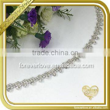 Silver flower metal jewelry head chain headband crystal rhinestone necklace FC620                        
                                                                                Supplier's Choice