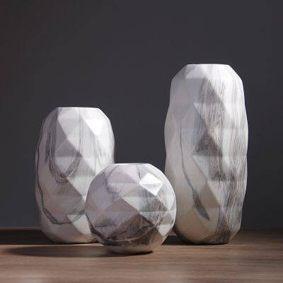 Artistic Large White Creative Marble Chinese Ceramic Vase For Hotel Table Decoration