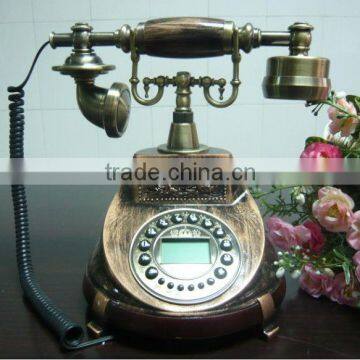 retro telephone with modern telephone table