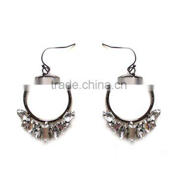 Trends gun black lady crystal hoop earrings,round earring,dangle earrings