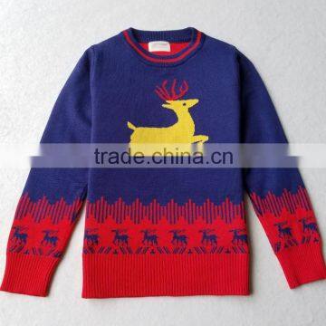 Happy new year crew neck Cotton children's sweaters new design knitted kids pullover sweater