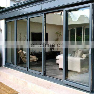 Vertical Aluminum Glass Patio Exterior folding Doors Double Glazing aluminum bifold doors