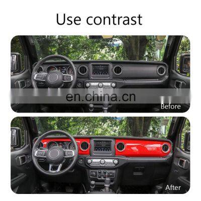 Red Interior Center Console Dashboard Gear Cover Trim For Jeep Wrangler JL 2018+ photo-4