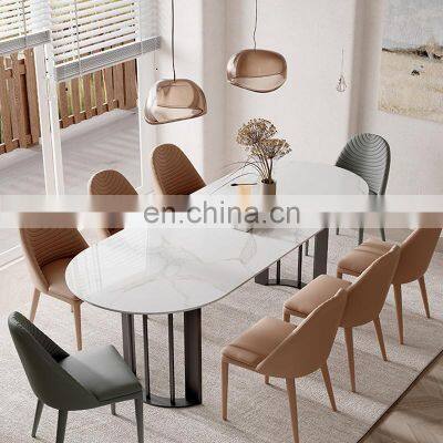 New Design Microfiber Leather Vintage Leather Dining Chair Elegant Luxury Five Start Hotel Restaurant Dining Table And Chairs