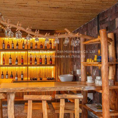 Red Wine Rack Solid Wood Hand Made Rustic photo-4