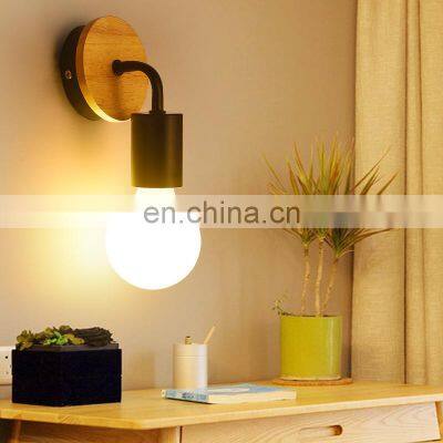 110V 220V Wood Wall LED Lamp Wooden Sconce For Home E27 Wall Lighting Fixture