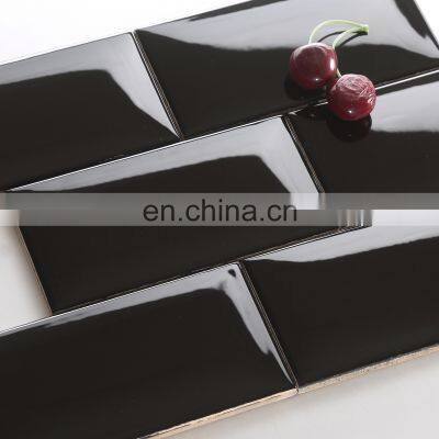 75x150mm Black Color Kitchen Backsplash Subway Tile Ceramic Wall photo-4
