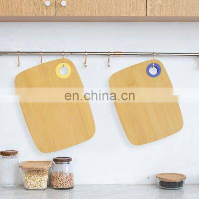 Small Organic Bamboo Wood Cutting Board Set Fruit Cutting With Hole photo-2