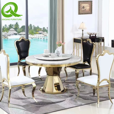 Modern hotel furniture stainless steel round rotating dining table