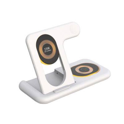 3 in 1 Vertical Magnet Adjustable Wireless Charger 15W Folding Magnetic Wireless Charging Station for Apple 12 13 14 15 Pro Max