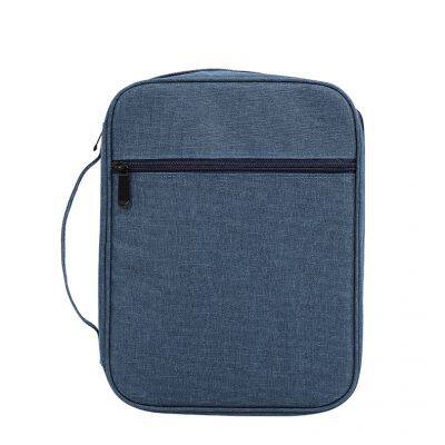 Bible Cover Portable Gray Canvas Bible Case Jesus Fish Design Soft Cover Bible Holder