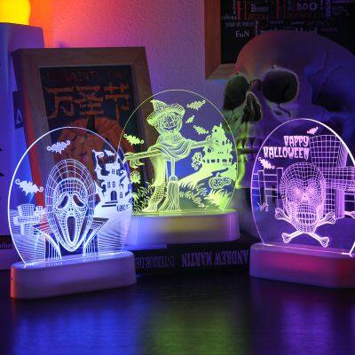 New LED 3D acrylic Illusion Night Lights Halloween decoration Table Desk lamp for Christmas Kid\'s Home Decor Light
