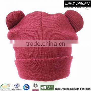 100% Acrylic Knitted Hat With Ear For AW 16