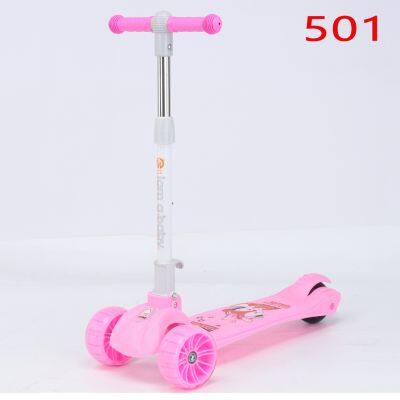 Children's Scooters, Children's 3-wheel Music Glowing Folding Toys, Outdoor Sliding Sports, Boys and Girls