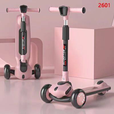 Children's Scooters Children's 3-wheel Music Glowing Folding Toys, Outdoor Sliding Sports, Boys and Girls Kids Kick