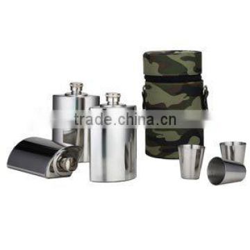 fashionable design stainless steel hip flask set