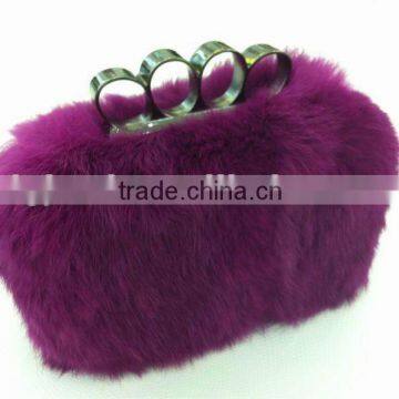 evening bag factory sell wholesale price real rabbit fur ladies clutch bag