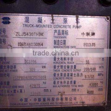 Used Condition 13y Zoomlion Concrete Pump Truck With Isuzu Head for Sale in Shanghai Good Condition photo-2