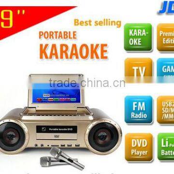 Portable DVD CD boombox with TV FM DVD USB SD Game Battery LD-1011D