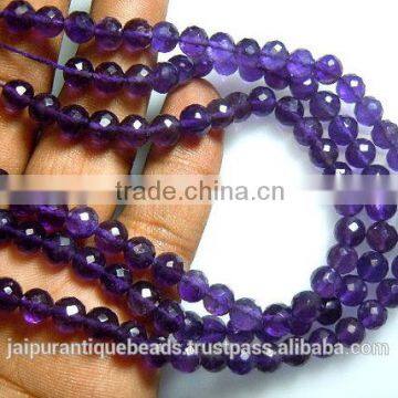 Amethyst quartz faceted round beads