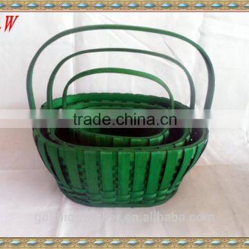 Set of 3 wood basket without liner