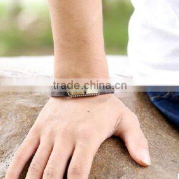 Wholesale Cross Stainless Steel Men's Fashion Leather Bracelet 2016 photo-3